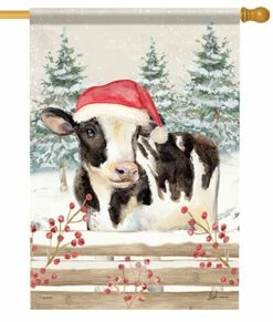 Christmas Cow House Flag