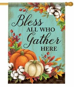 Cotton And Pumpkins House Flag