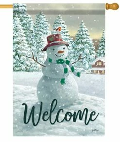 Happy Snowman House Flag
