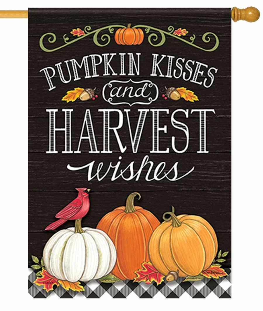 Harvest Wishes House Flag 3 Harvest Wishes House Flag
