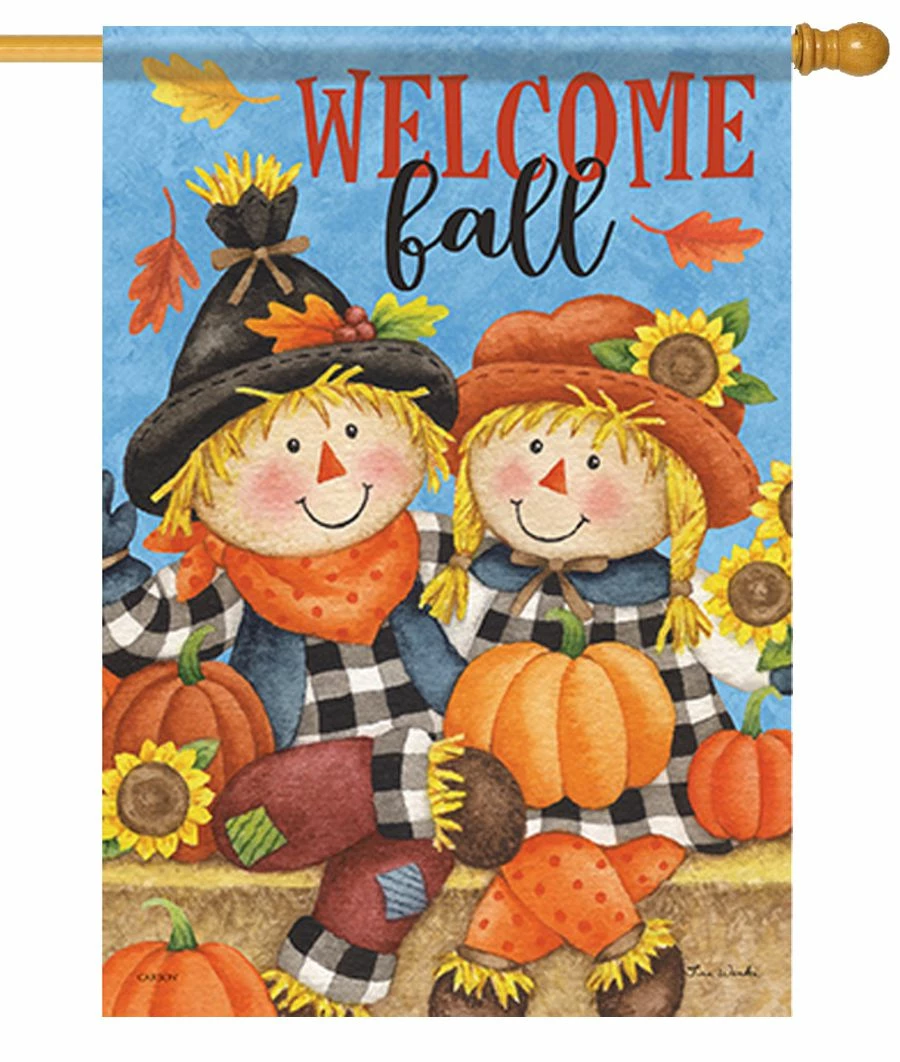 Scarecrow Couple House Flag 3 Scarecrow Couple House Flag