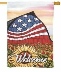 Americana Barn Printed Applique House Flag