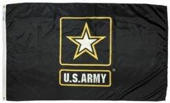 Army Star Black 3×5 Nylon Flag – Made In The USA