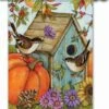 Autumn Birdhouse House Flag -Flag Sales 2024 autumn birdhouse house flag