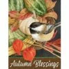 Autumn Blessings Chickadee House Flag