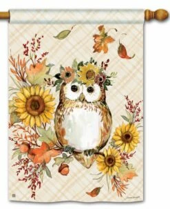 Autumn Owl House Flag