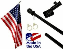 Black 6ft Spinning Pole And Flag Kit With Printed Stars -Flag Sales 2024 black 6ft spinning pole and flag kit with printed stars