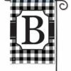Black And White Check Monogram B Garden Flag -Flag Sales 2024 black and white check monogram b garden flag