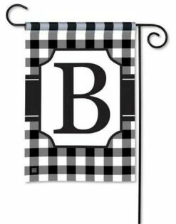 Black And White Check Monogram B Garden Flag