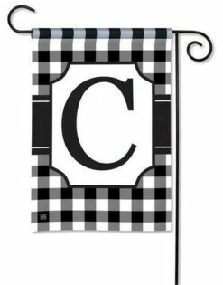 Black And White Check Monogram C Garden Flag
