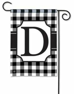 Black And White Check Monogram D Garden Flag