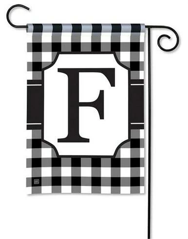 Black And White Check Monogram F Garden Flag 3 Black And White Check Monogram F Garden Flag