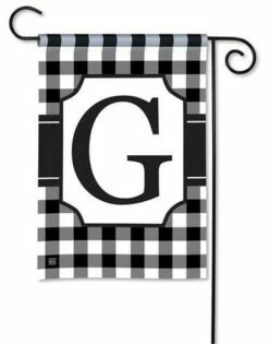 Black And White Check Monogram G Garden Flag