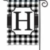 Black And White Check Monogram H Garden Flag -Flag Sales 2024 black and white check monogram h garden flag