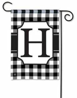 Black And White Check Monogram H Garden Flag