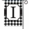 Black And White Check Monogram I Garden Flag -Flag Sales 2024 black and white check monogram i garden flag