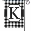 Black And White Check Monogram K Garden Flag