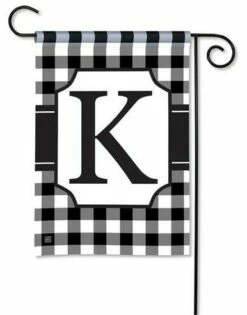 Black And White Check Monogram K Garden Flag