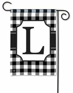 Black And White Check Monogram L Garden Flag
