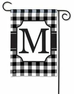 Black And White Check Monogram M Garden Flag