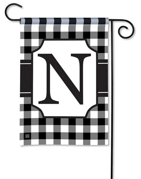 Black And White Check Monogram N Garden Flag 3 Black And White Check Monogram N Garden Flag