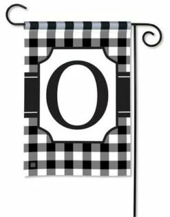Black And White Check Monogram O Garden Flag