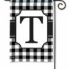 Black And White Check Monogram T Garden Flag -Flag Sales 2024 black and white check monogram t garden flag