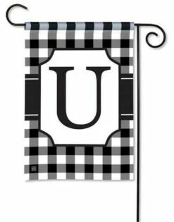 Black And White Check Monogram U Garden Flag