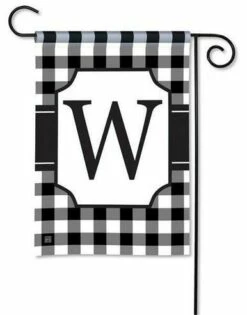 Black And White Check Monogram W Garden Flag