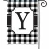 Black And White Check Monogram Y Garden Flag