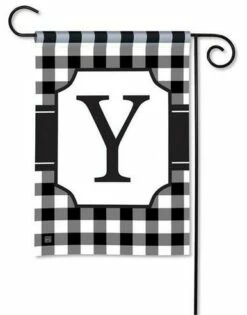Black And White Check Monogram Y Garden Flag