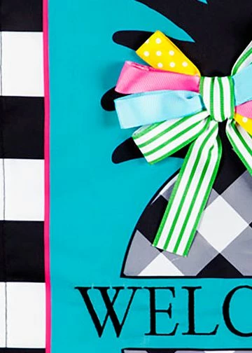 Black And White Pineapple Applique House Flag 4 Black And White Pineapple Applique House Flag - Image 2