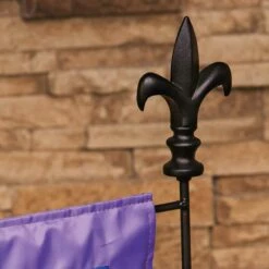 Black Fleur De Lis Garden Flagpole -Flag Sales 2024 black fleur de lis garden flagpole detail 1