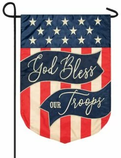Bless Our Troops Double Applique Garden Flag