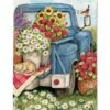 Blue Pickup Flower Pickin’ Time House Flag -Flag Sales 2024 blue pickup flower pickin time house flag