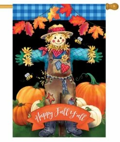 Blue Plaid Scarecrow House Flag