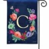 Boho Flowers Monogram C Garden Flag