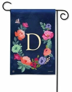 Boho Flowers Monogram D Garden Flag