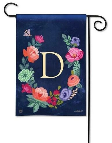 Boho Flowers Monogram D Garden Flag 3 Boho Flowers Monogram D Garden Flag