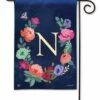 Boho Flowers Monogram N Garden Flag