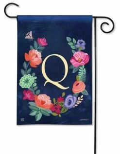 Boho Flowers Monogram Q Garden Flag