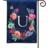 Boho Flowers Monogram U Garden Flag