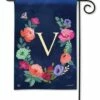 Boho Flowers Monogram V Garden Flag