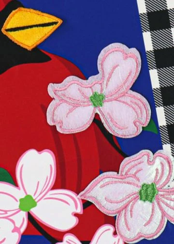 Buffalo Check Cardinal Applique House Flag 3 Buffalo Check Cardinal Applique House Flag