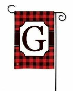 Buffalo Plaid Monogram G Garden Flag