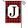 Buffalo Plaid Monogram J Garden Flag