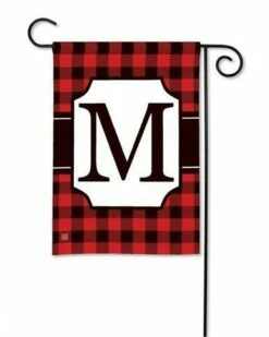 Buffalo Plaid Monogram M Garden Flag
