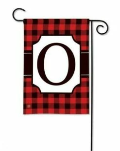 Buffalo Plaid Monogram O Garden Flag