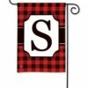 Buffalo Plaid Monogram S Garden Flag
