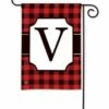 Buffalo Plaid Monogram V Garden Flag